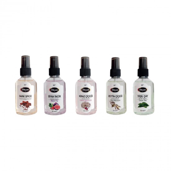 İlkom 50 ml Spreyli 80° Doğal Kokular 5'li paket İlkom 50 ml Spreyli 80° Doğal Kokular 5'li paket