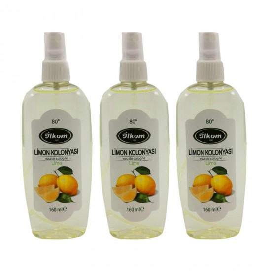 İlkom 160 ml Limon Kolonyası Spreyli 80 derece 24'lü set İlkom 160 ml Limon Kolonyası Spreyli 80 derece 24'lü set