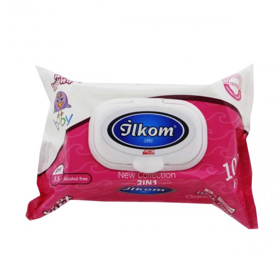 İlkom 100'lü ıslak mendil pembe 24'lü İlkom 100'lü ıslak mendil pembe 24'lü